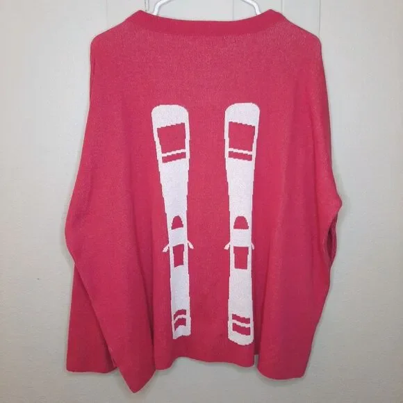 Town Pride Sweater Pink Women Size L "Tips Up" Ski Oversize Drop Shoulders USA - Picture 11 of 13